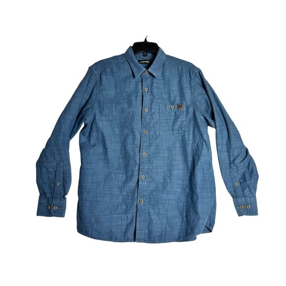 SOLARIS L/S Blue Button Down Hiking Shirt Mens Large - Picture 1 of 5